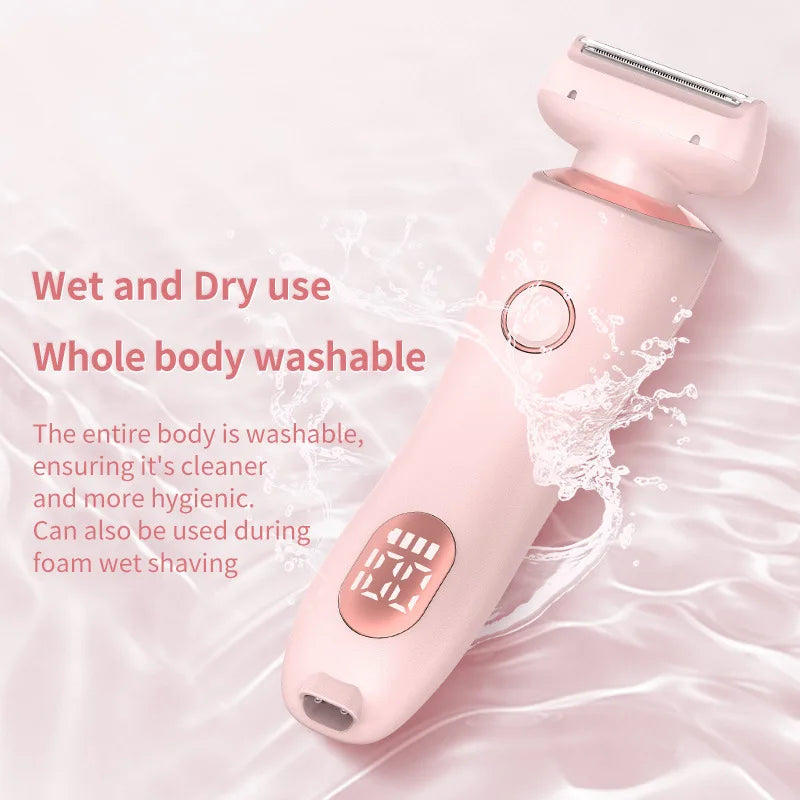 2 in 1 Waterproof Electric Shaver for Women Painless Hair Removal Pink-4