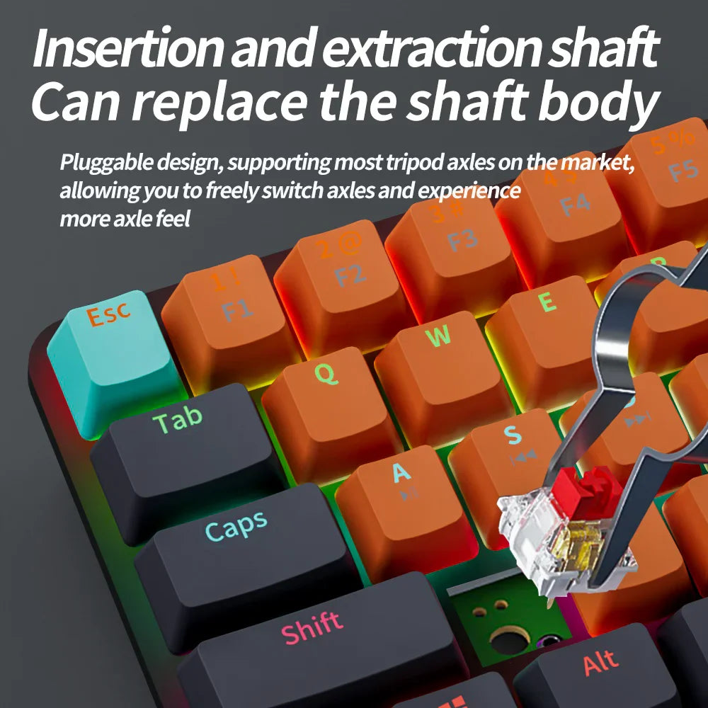 NNEOBA USB Mini Mechanical Gaming Keyboard 61 Key Red Switch