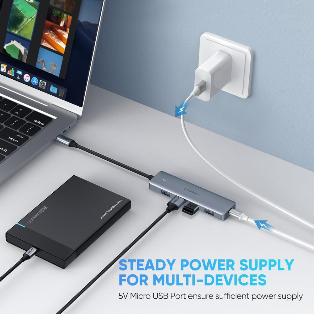 NNEDSZ 4-Port USB3.0 Hub with Micro USB Power Supply 70336