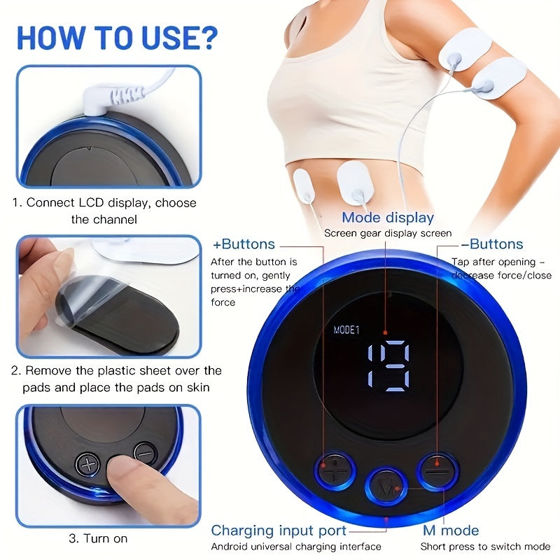Portable EMS Pulse Massager – Rechargeable Full-Body Muscle Relaxation(Blue)-2