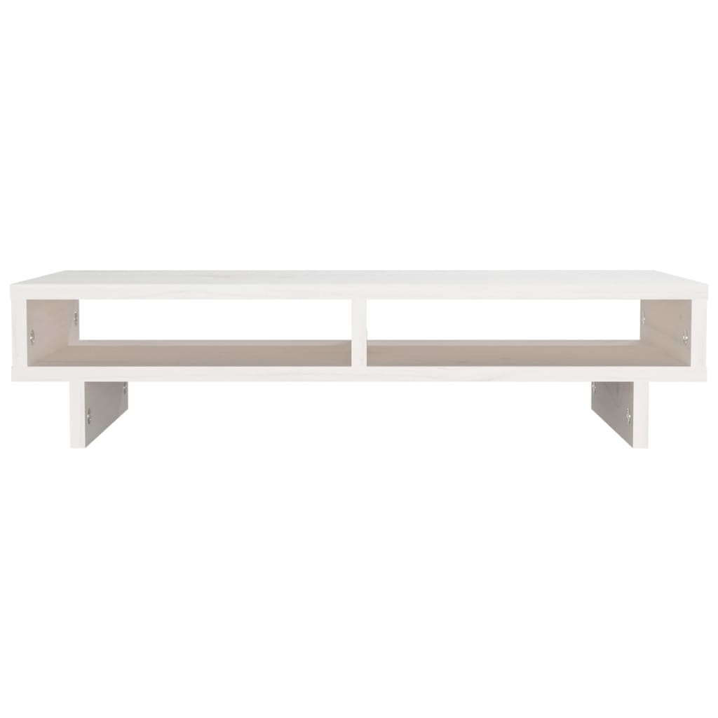 NNEVL Monitor Stand White 60x27x14 cm Solid Wood Pine-4