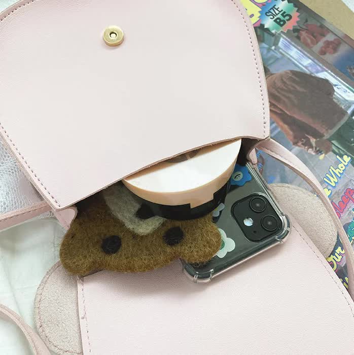 NNEDSZ Adorable Bow Bear Crossbody Bag for Kids - Rose Red Shoulder Bag 18*17*8cm