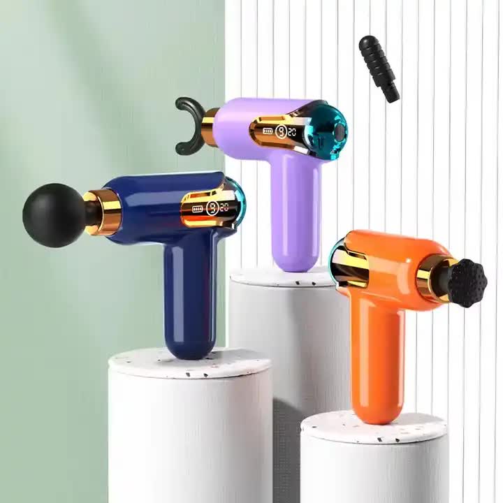 NNEDSZ LC002 Deep Blue Portable Massage Gun - Deep Tissue Muscle Massager with 4 Heads and 9 Speed Settings