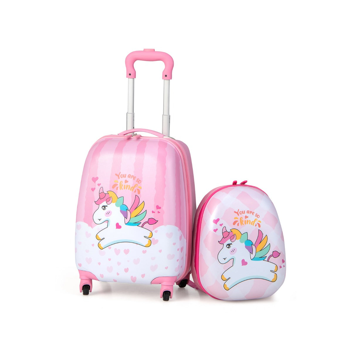 NNECW 2 Pieces Kid Luggage Set with Wheels and Retractable Handle